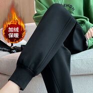 利比吉運(yùn)動褲女裝春秋新款女士加絨學(xué)生衛(wèi)褲跑步健身顯瘦長褲休閑褲 黑色【加絨】衛(wèi)褲女 M碼【建議80-100斤】