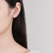 GE 925銀耳釘女橄欖石養耳洞睡覺(jué)不用摘耳環(huán)水晶潮流耳骨釘單只四葉草耳飾生日禮物銀飾 白水晶銀耳釘一對【銀色款】