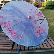 OIMG杭州西湖古風(fēng)流蘇傘油紙傘漢服攝影古裝傘裝飾道具兒童舞蹈走秀傘 山茶春韻+流蘇 紅雨藍流蘇 半穿 x 70cm（學(xué)生用）
