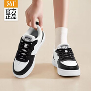 361°女鞋板鞋秋季皮面防水運(yùn)動鞋軟底輕便休閑小白鞋時尚百搭滑板鞋 6624-2 361度白/曜石黑 35
