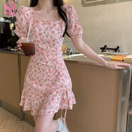 芭雅蓮大碼法式初戀碎花連衣裙子女夏新款設計小眾抽繩收腰超仙純欲氣質(zhì) 圖片色 S