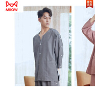貓人（MiiOW）艾灸服純棉前后開(kāi)扣理療采耳刮痧按摩美容院會(huì)所汗蒸衣服中醫(yī)推拿 28231 男 灰 長(zhǎng)款 2XL