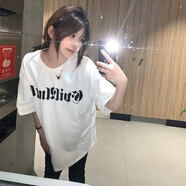 嬌茹妮 美式復古純棉短袖T恤女2023夏季新款女裝學生韓版寬松ins潮上衣 白色【精梳純棉】 M