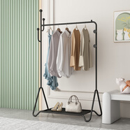 滾牛多功能衣帽架掛衣架落地收納架臥室內鐵藝掛衣服架子服裝店展示架 1266新款長(cháng)100cm黑色