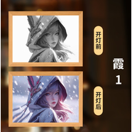 知酷英雄聯(lián)盟燈光畫金克絲霞擺件鏡面裝飾畫發(fā)光畫擺臺小夜燈生日禮物 霞1 【8寸鏡面款】 充電三色變光