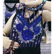 掉帶背心新款女美背吊帶歐洲站2020春夏季新款韓版時(shí)尚洋氣背心燙鉆美背吊帶打底女潮a  藍色玫瑰花（常規無(wú) 絨） 中碼 (120-155斤)