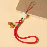 葉余適用于柿柿如意手機掛繩吊墜短款手腕手機保護殼掛繩掛飾U盤(pán)防丟中國風(fēng) 柿柿如意-蓮花手機掛繩(大紅色)