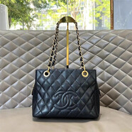 【二手99新】香奈兒Chanel GST PST CF女包黑金黑銀 荔枝皮 手提 單肩女士手袋 PTT黑金 98新 2