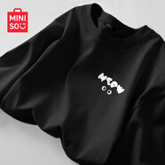 名創(chuàng  )優(yōu)品（MINISO）純棉長(cháng)袖t恤女2026新款爆款春秋奶白色打底衫上衣休閑寬松體恤衫 黑色(隱藏貓咪胸標) M 160 (不褪色 不變形)
