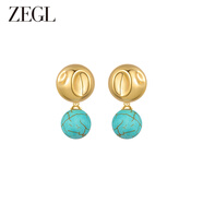 ZEGL真柳晨曦藍露綠松石耳釘耳環(huán)氣輕奢高級感女生日禮物送閨蜜 晨曦藍露綠松石耳釘