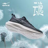 鴻星爾克（ERKE）女鞋跑步鞋新款云逸防潑水減震回彈慢跑鞋輕便黑色運(yùn)動鞋 正黑 37