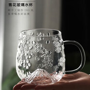 唯銘諾玻璃水杯馬克杯女士家用花茶杯帶把手耐熱咖啡杯子觀(guān)山底雪花杯