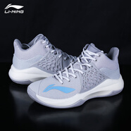 李寧（LI-NING）籃球鞋實(shí)戰(zhàn)男音速7訓(xùn)練減震耐磨科技運(yùn)動(dòng)鞋新款 微晶灰/新極光藍(lán) 42