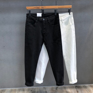 GUANGAN AEPE極簡(jiǎn)風(fēng)高端潮牌黑色牛仔褲男士修身小腳褲秋季潮流休閑長(cháng)褲子男款 LD576黑色長(cháng)褲 30 （110-120斤）