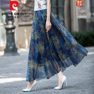皮爾卡丹（pierre cardin）波西米亞半身裙女夏季顯瘦百搭高腰雪紡碎花松緊腰大擺仙長(cháng)裙子 夏季圖案花 S