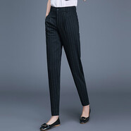 魔之韻通勤氣質(zhì)休閑西裝褲子女春夏秋新款哈倫褲蘿卜煙管褲長(cháng)褲彈力2154 條紋長(cháng)褲 L （115-125斤左右）