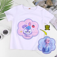 庫洛米衣服女童短袖T恤夏季薄款女寶寶亮片變色卡通半袖上衣潮 星黛露白色（變換圖案） 110