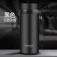 富光保溫杯 304不銹鋼男泡茶簡(jiǎn)約防摔真空杯茶杯家用辦公大容量水杯子 黑色680ML