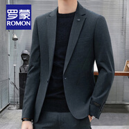 羅蒙旗艦店高檔定制休閑西服套裝男士正裝春秋商務(wù)小西裝結婚禮服外套 深灰單西服 4XL 碼(推薦170-200斤)