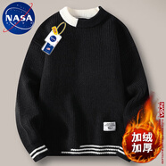 NASA XVVX官方秋冬季加厚毛衣男新款潮流寬松半高領(lǐng)針織衫男保暖男裝上衣服 6081黑色【加絨款】 3XL (145-160斤)