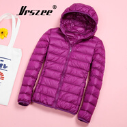 VRSZEE輕奢品牌輕薄羽絨服女短款連帽25秋冬季新款修身輕便韓版時尚外套 紫色【連帽】 2XL