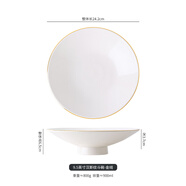 馳度高級感菜盤(pán)子深盤(pán)家用高腳湯盤(pán)圓盤(pán)酒店中式高顏值餐具創(chuàng  )意沙拉盤(pán) 9.5英寸漢斯紋斗碗-金線(xiàn)
