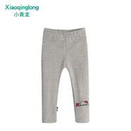 小青龍 女童休閑打底褲 寶寶春秋款長(cháng)褲 兒童褲子小女孩直筒秋褲 淺灰小貓 90 (建議80-90cm)