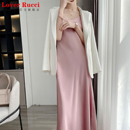 LOVER RUCCI重磅醋酸桑蠶絲吊帶連衣裙女法式氣質(zhì)高級感打底緞面料長(cháng)裙 粉色 3XL