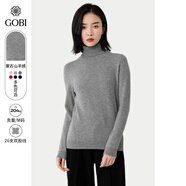 GOBI戈壁高領(lǐng)雙翻領(lǐng)短款寬松毛衣長(zhǎng)袖羊絨衫女士打底山羊絨針織衫 淺灰色 XS