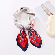 GLO-STORY 絲巾女 時(shí)尚優(yōu)雅小方巾百搭氣質(zhì)裝飾領(lǐng)巾 WSJ814049 紅色藍邊 