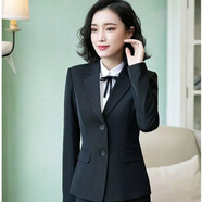 柚宏修身西裝外套女秋冬季加厚正裝職業(yè)時尚氣質(zhì)韓版小西服工作服西裝 黑色 3XL 130-140斤【卡碼往大拍】