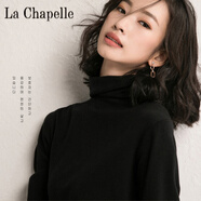 拉夏貝爾（La Chapelle）【斷碼毛衫】秋冬羊 絨衫女高領(lǐng)套頭大碼加厚打底毛衣羊 毛短款針 純100自動(dòng)發(fā)熱黑色 純100自動(dòng)發(fā)熱M 【95-105斤】