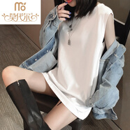 莫代爾無袖T恤女上衣夏韓版ulzzang原宿寬松純棉中長(zhǎng)款打底吊帶背心外穿 256-白色 S