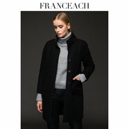 法涵意弛冬新款黑色兩面穿拼接加棉毛呢外套加厚呢子大衣女中長(cháng)款 黑色 XL