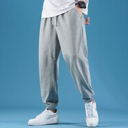 WYVL秋冬款褲子美式衛褲加絨加厚休閑褲學(xué)生穿搭高街港風(fēng)復古運動(dòng)街頭 灰色 XL