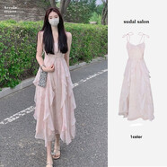 妍莉芬（yanlifen）2025年夏季新款碎花性感沙灘海邊吊帶連衣裙荷葉邊仙女公主長裙子 圖片色 M