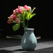 京衛(wèi)青瓷花插茶道擺件陶瓷花器水培玻璃透明創(chuàng)意簡(jiǎn)約小花瓶家居裝飾品 哥窯04款粉青