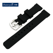 尊耀（zunyao） 表帶 代用天梭 美度 精工 浪琴 環(huán)保材質(zhì)硅膠 橡膠游泳登山潛水運動防水表帶 黑色（厚約5mm) 寬A=24mm