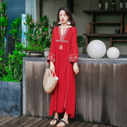 西子美麗心情泰國(guó)普吉島沙灘裙春裝2款女寬松紅色連衣裙三亞海邊度假長(zhǎng)裙仙 圖片色 AQ18D832 L