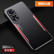 浪翔（LANGXIANG） oppoA97手機殼金屬刀鋒鋁合金防指紋四角防摔5g全包超薄時(shí)尚保護套 黑紅【oppoA97】+鋼化膜