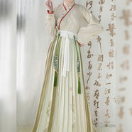 道花途云熏閣【宛若】漢服女宋制長干寺齊腰交領(lǐng)百褶裙學(xué)生秋冬新款 交領(lǐng)上衣+百褶裙 M