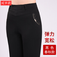 中老年人媽媽褲子女加絨常規(guī)外穿秋裝休閑褲寬松春秋款直筒褲彈力女士長褲秋季中年女褲松緊腰秋冬高腰打底 春秋款黑色 29【2尺2腰圍】