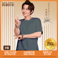 霞湖世家200支液氨T恤男夏季薄款抗菌透氣柔軟打底圓領(lǐng)體恤短袖t恤 DY015 灰綠-B版 常規(guī) XL （156-170斤）