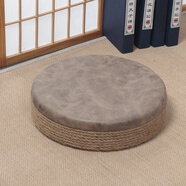 古萊登麻繩日式蒲團坐墊子地板榻榻米飄窗陽(yáng)臺坐墩家用茶道客廳地上坐墊 圓形皮面 45X45厘米 厚度10厘米