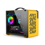 未知玩家X200手提便攜式臺式機MATX玻璃側(cè)透240水冷ITX小MINI主機箱TYPEC白色電腦機箱 未知玩家X200機箱 Type-c版 黃色