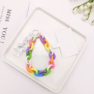 珍格（zhenge） 手機掛繩創(chuàng  )意水晶小熊掛件精致鑰匙扣吊墜女款手提掛飾短款手腕防丟吊繩手機殼掛鏈 【白色】水晶熊吊墜鎖鏈手提繩+白絨布夾片