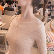 拓澀（TUOSE）打底衫女裝秋冬新款內(nèi)搭上衣香港潮牌長(zhǎng)袖針織衫韓版修身顯瘦緊身百搭洋氣毛衣 卡其色 XL