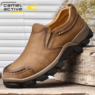 德國駱駝動(dòng)感秋季新款頭層牛皮戶(hù)外休閑皮鞋耐磨防滑軟底工裝鞋男大碼 8810ms深色（套腳） 42