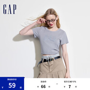 Gap女裝夏季純棉鏤空字母印花logo短袖T恤寬松上衣546498 灰色 155/76A(XS)亞洲尺碼