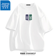 真維斯（JEANSWEST）純棉短袖t恤男夏季時(shí)尚百搭T恤衫青少年學(xué)生半袖寬松情侶上衣服c 白色（雙面兔） M (推薦體重100斤-110斤左右)